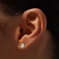 Silver-tone Cubic Zirconia 5mm Teardrop Stud Earrings
