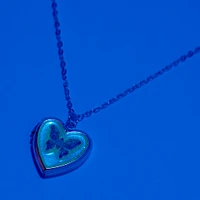 Purple Butterfly Locket Pendant Necklace