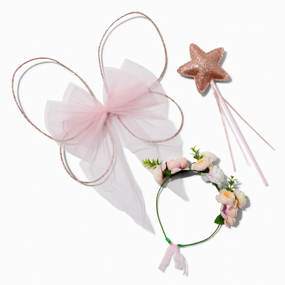 Claire's Club Copper Flower Crown & Wings Dress Up Set - 3 Pack
