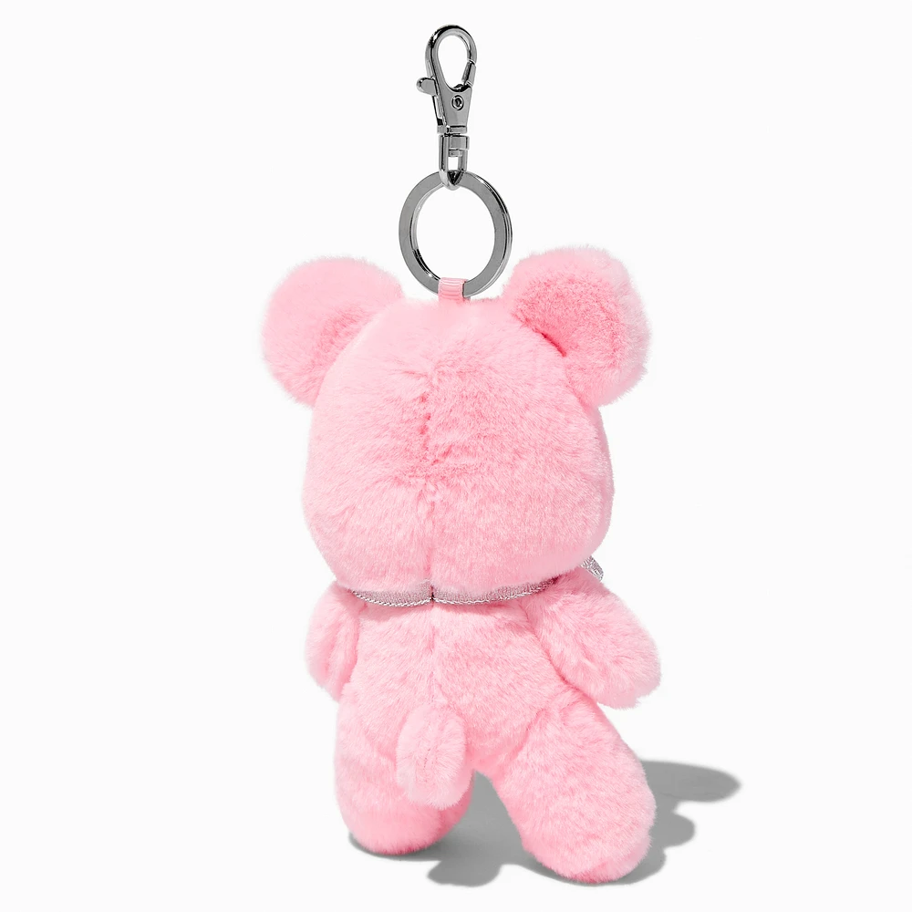 Pink Teddy Bear Plush Keychain