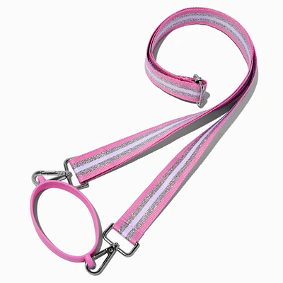 Light Pink & White Striped Crossbody Water Bottle Strap