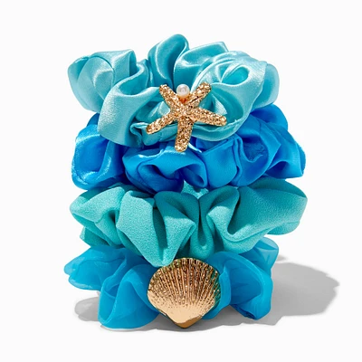 Beachfront Blue Hair Scrunchies - 4 Pack