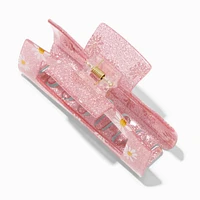 Pink Daisy Large Rectangular Hair Claw