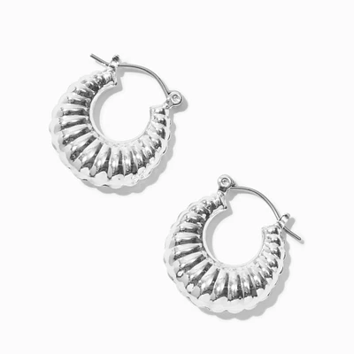 Silver-tone Crescent Hoop Earrings