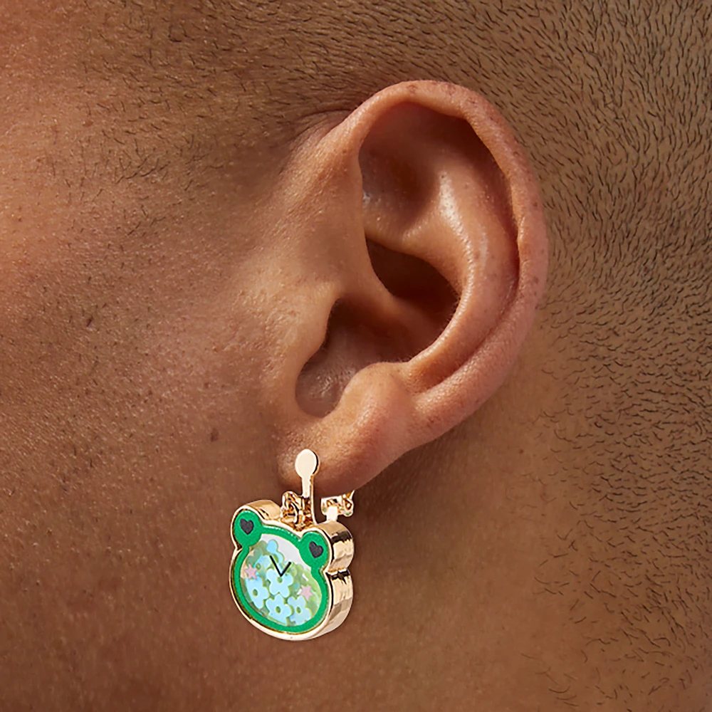Shaker Frog Clip-On Drop Earrings