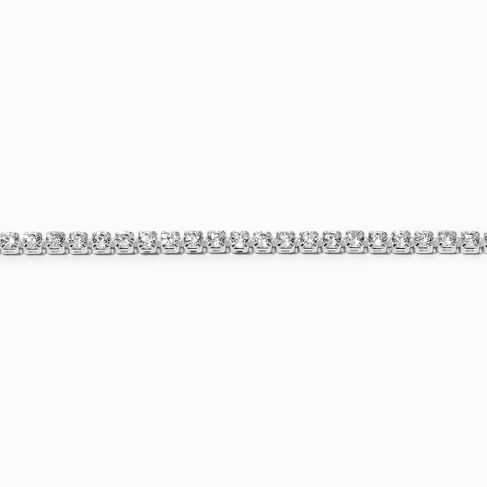 Silver-tone Cubic Zirconia Tiny Tennis Bracelet