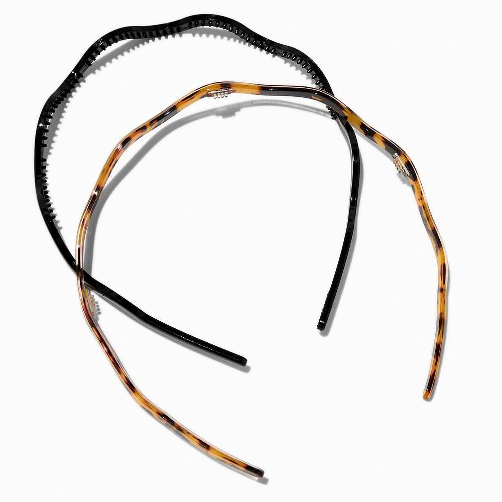 Black & Tortoiseshell Wavy Headbands - 2 Pack