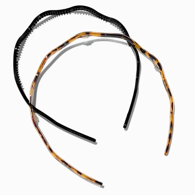 Black & Tortoiseshell Wavy Headbands - 2 Pack