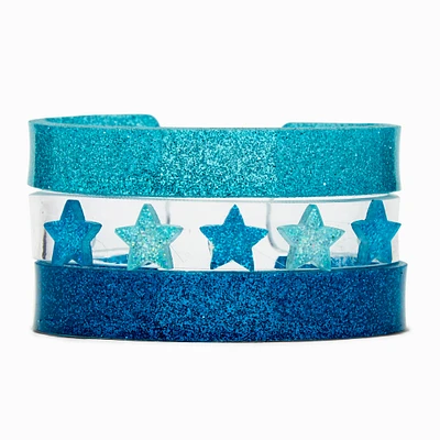 Claire's Club Blue Star Bangle Bracelets - 3 Pack