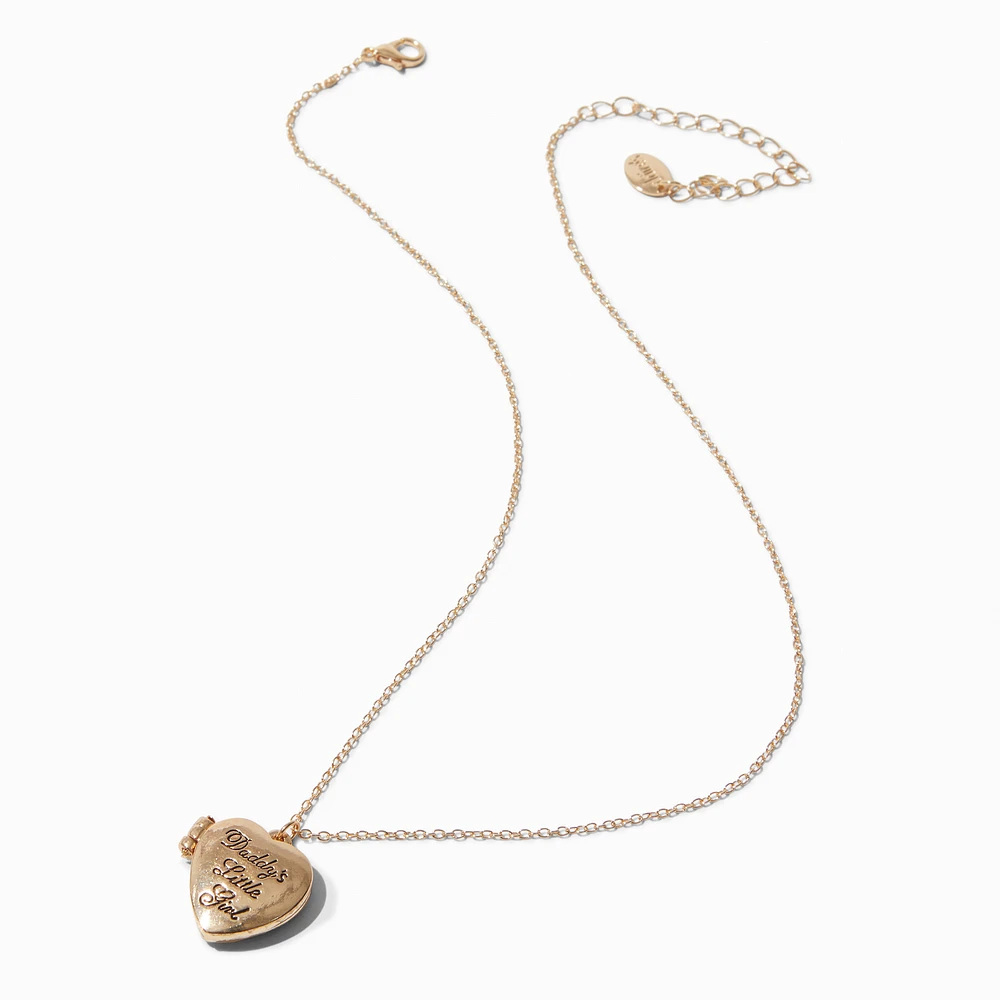 Gold-tone Daddy's Little Girl Heart Locket Pendant Necklace