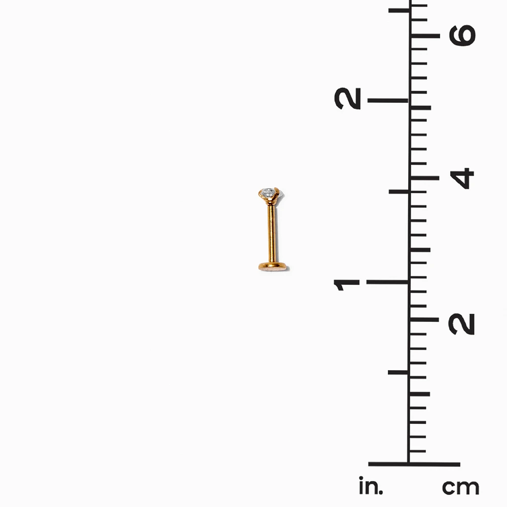 Gold-tone Stainless Steel Cubic Zirconia 18G Stud Threadless Cartilage Earrings - 5 Pack