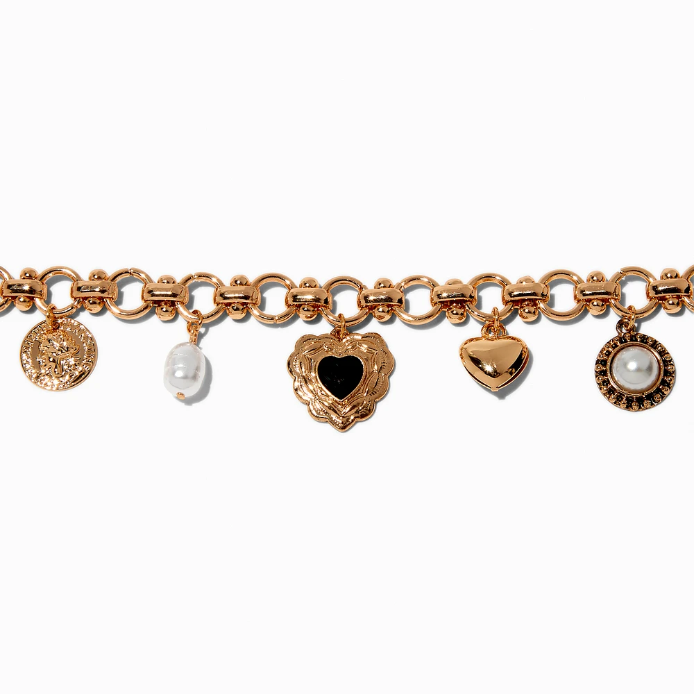 Gold-tone Heart Charm Bracelet 
