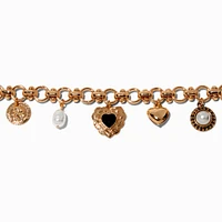 Gold-tone Heart Charm Bracelet 