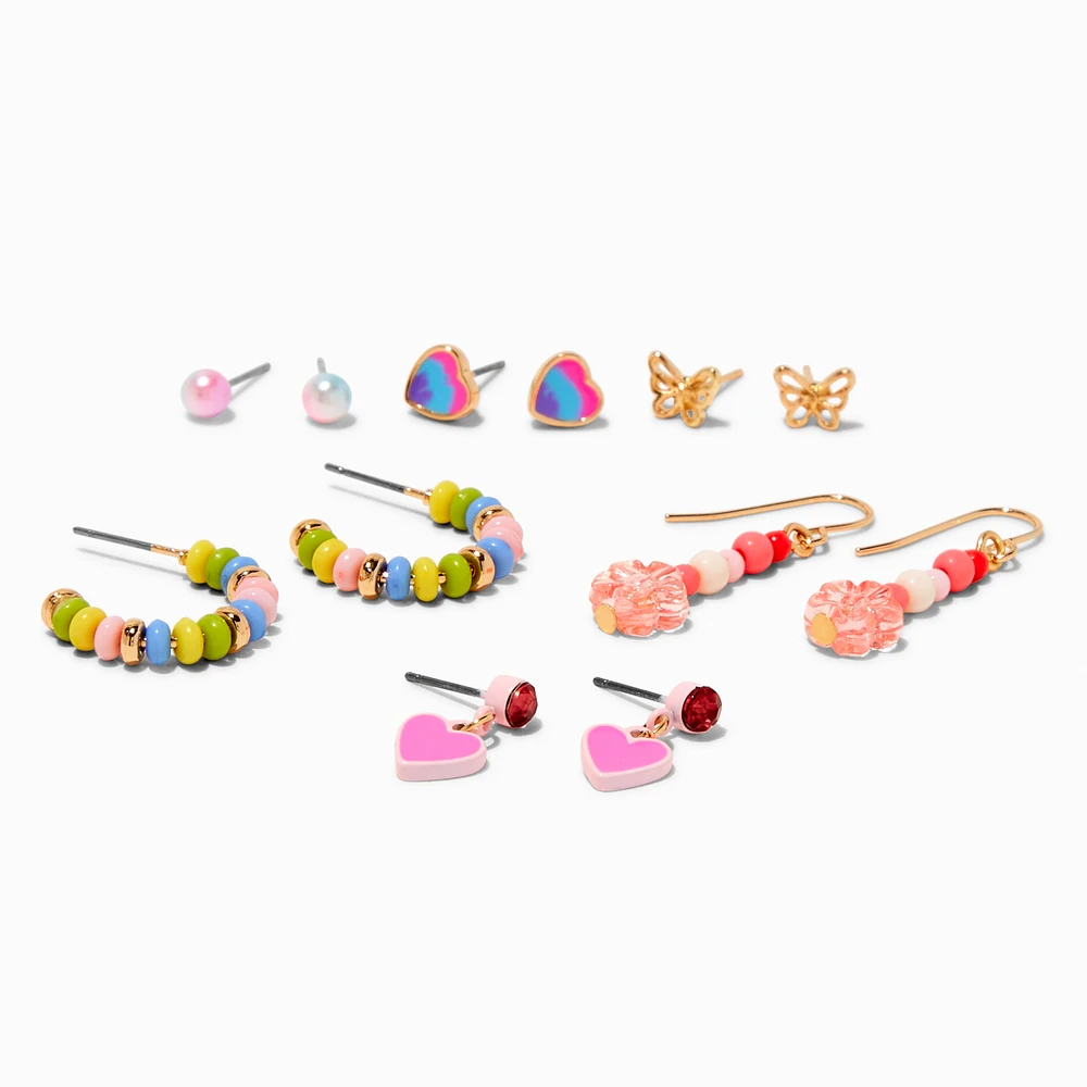 Heart Beaded Earrings Set - 6 Pack