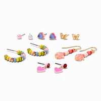 Heart Beaded Earrings Set - 6 Pack