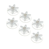 White Frosted Flower Hair Spinners - 6 Pack