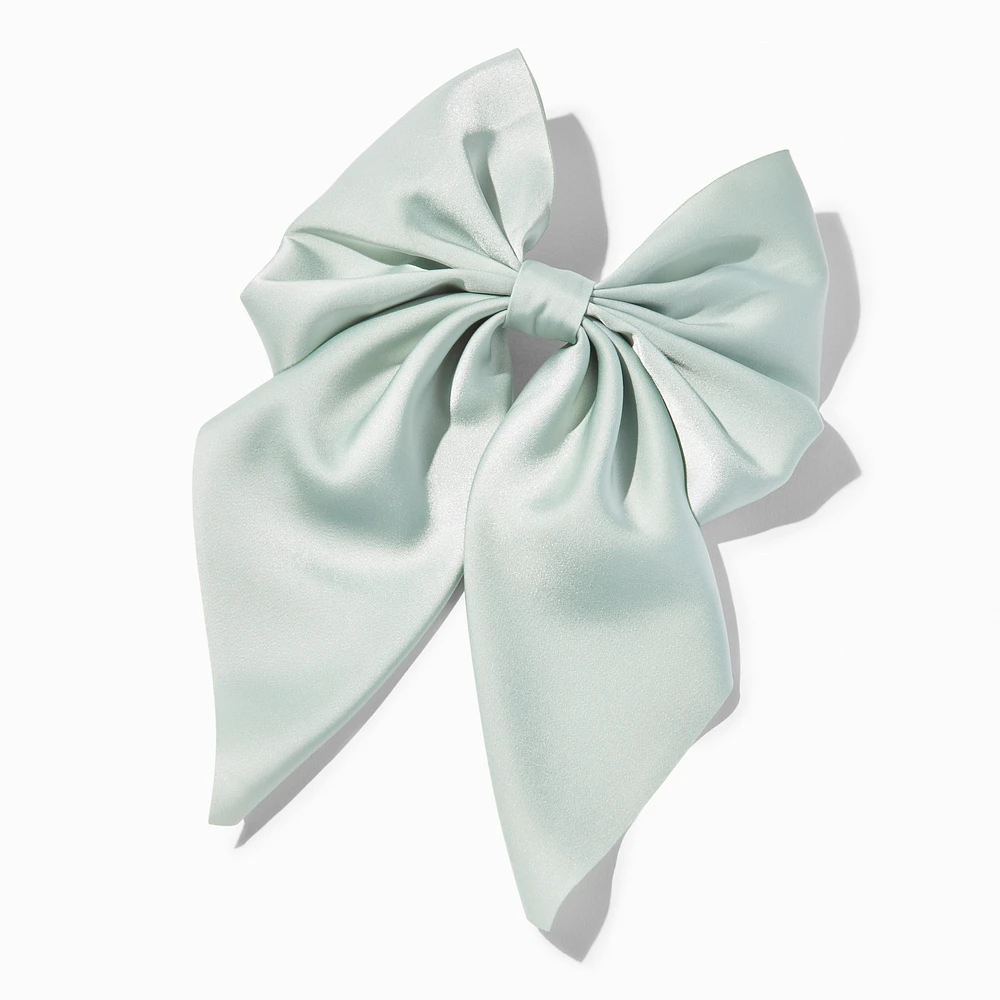 Sage Green Satin Hair Bow Clip
