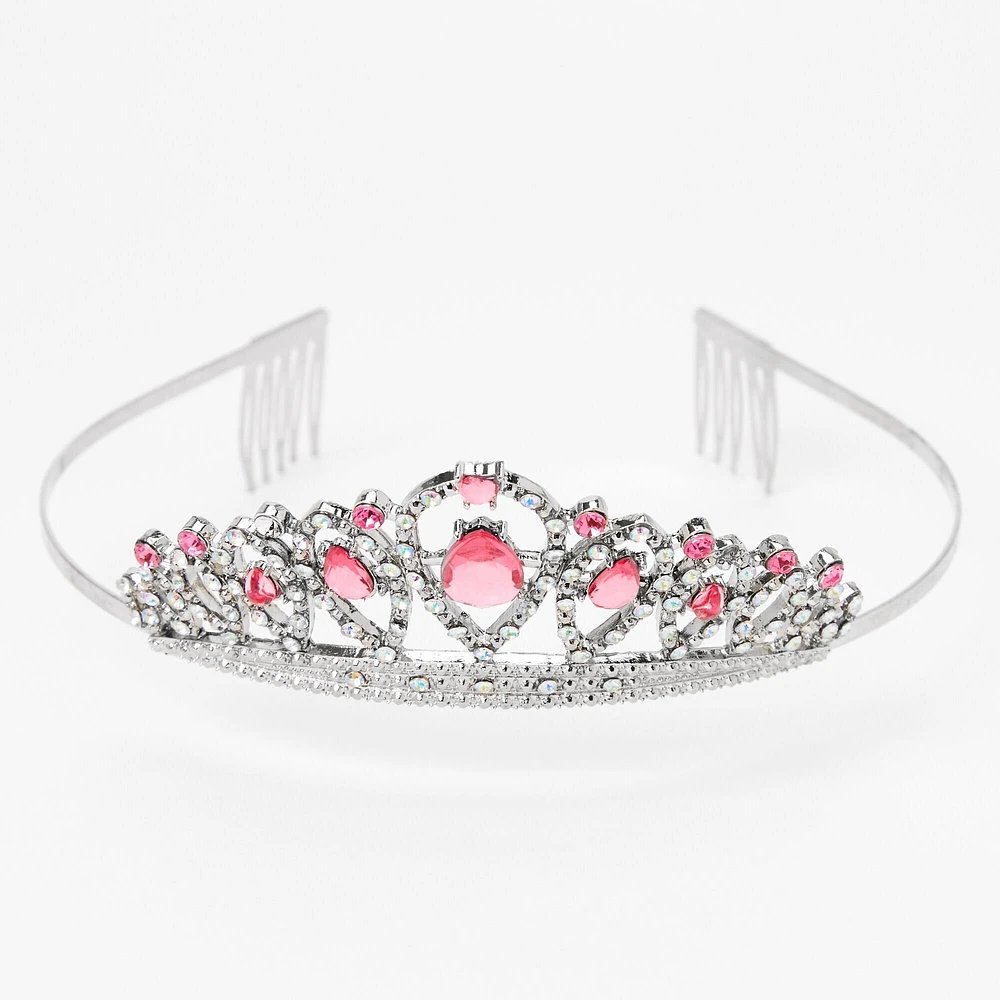 Claire's Club Pink Rhinestone Silver Tiara