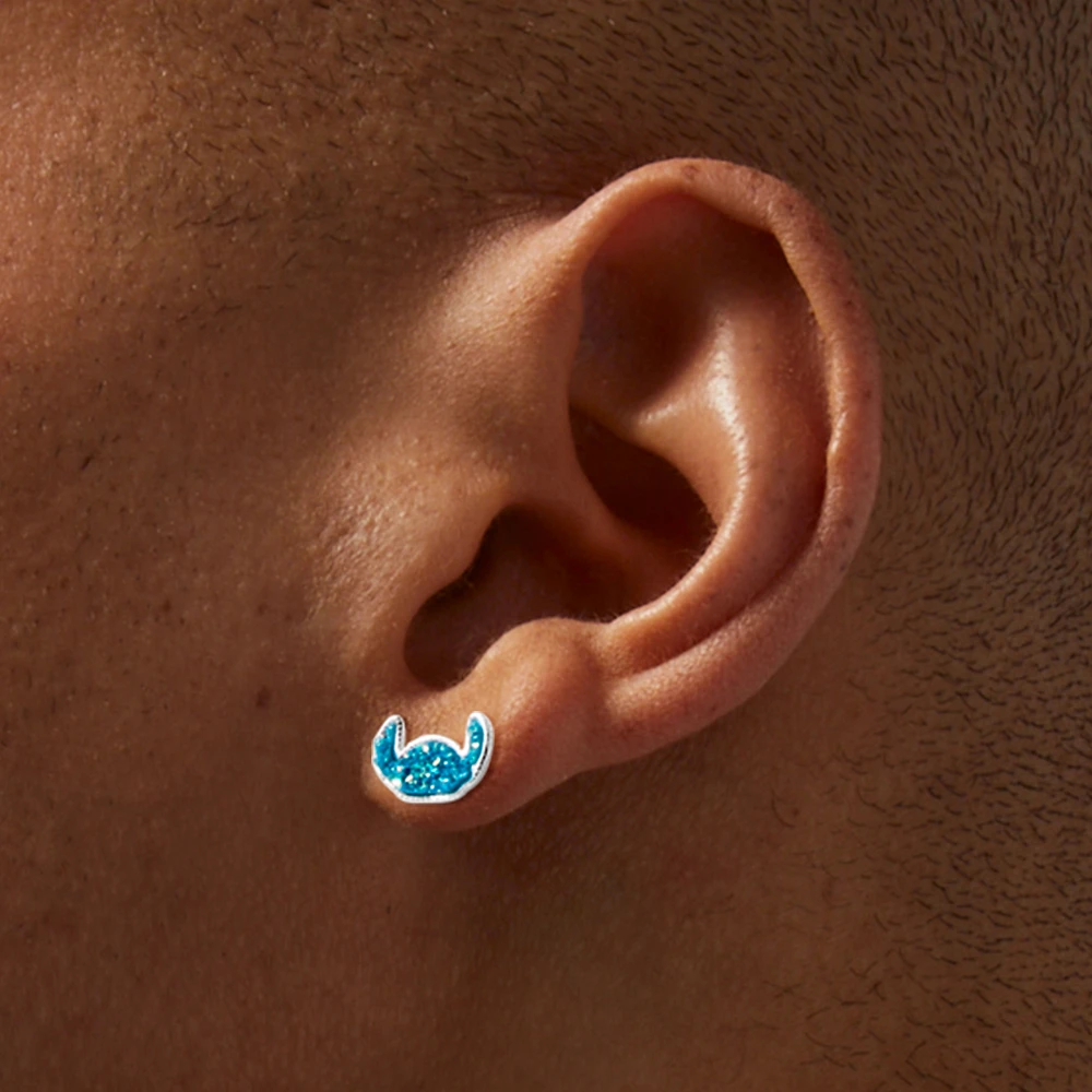 Disney Stitch Sterling Silver Druzy Stud Earrings