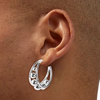 Silver-tone 30mm Ball Hoop Earrings