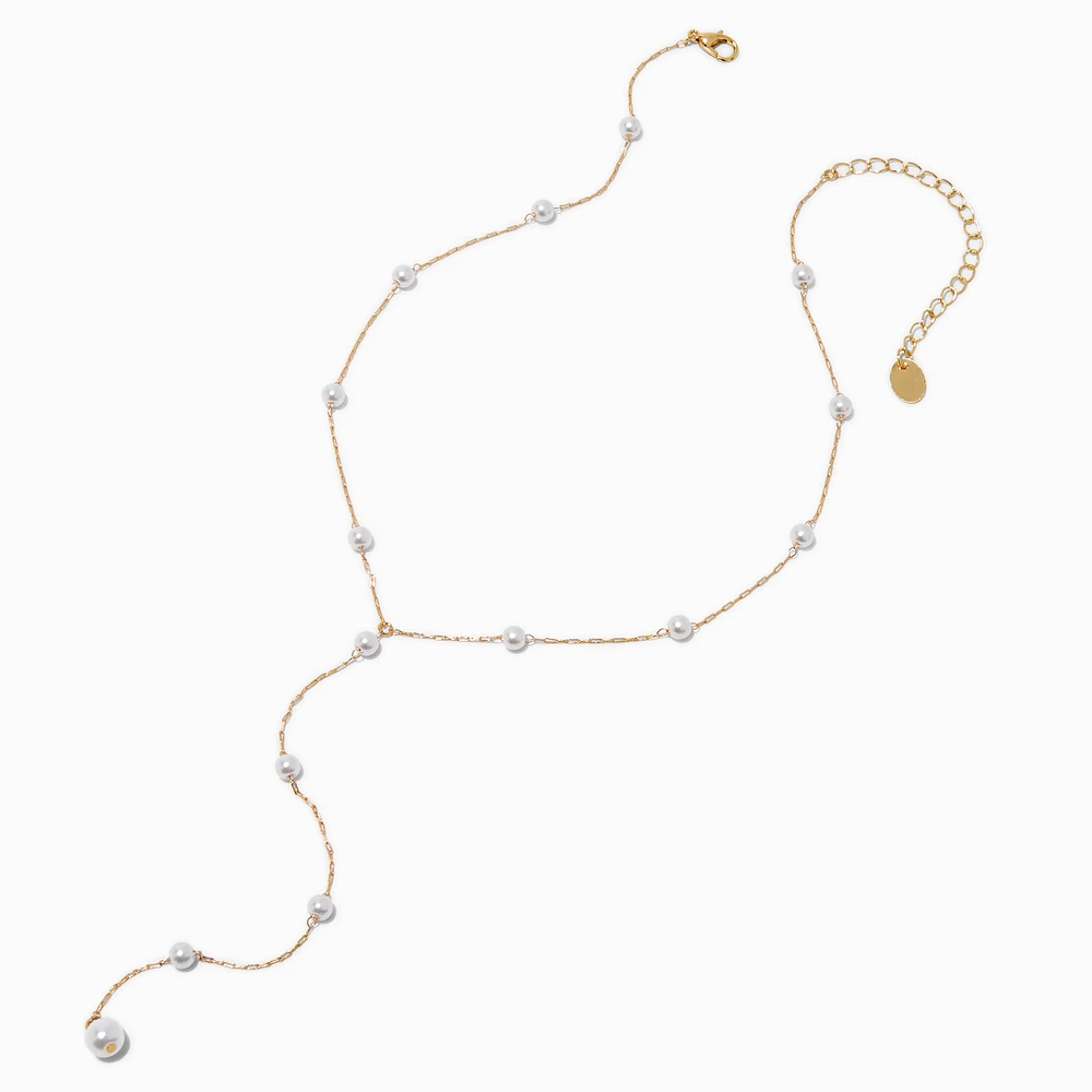Gold-tone Pearl Confetti Y-Neck Chain Necklace