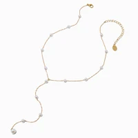 Gold-tone Pearl Confetti Y-Neck Chain Necklace