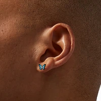 18kt Gold Plated Blue Monarch Butterfly Stud Earrings