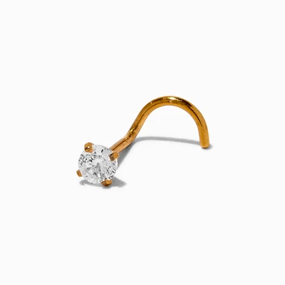 20G Gold-tone Stainless Steel Cubic Zirconia Threadless Nose Stud