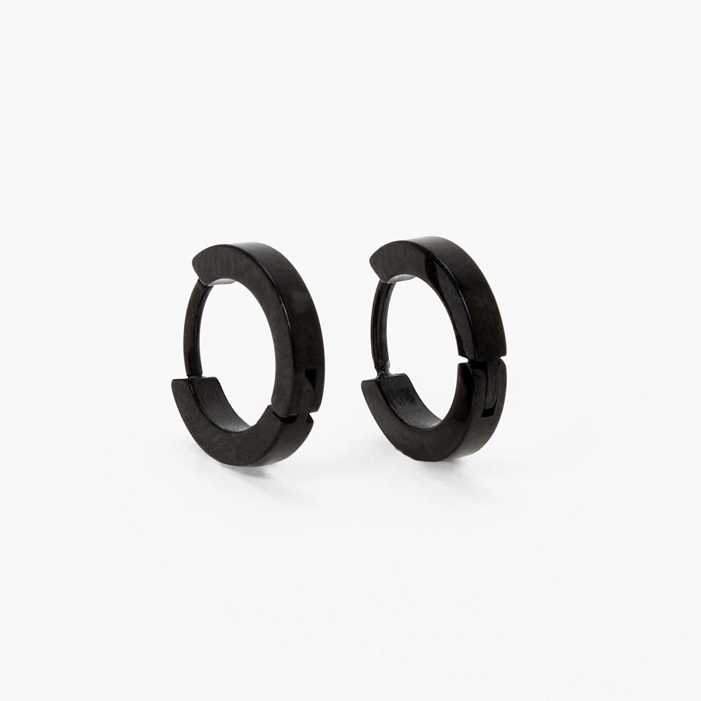C LUXE by Claire's Black Titanium 7mm Mini Hoop Earrings