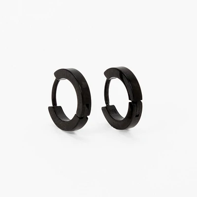 C LUXE by Claire's Black Titanium 7mm Mini Hoop Earrings