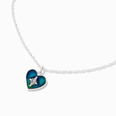 Silver-tone Mood Heart Pendant Necklace