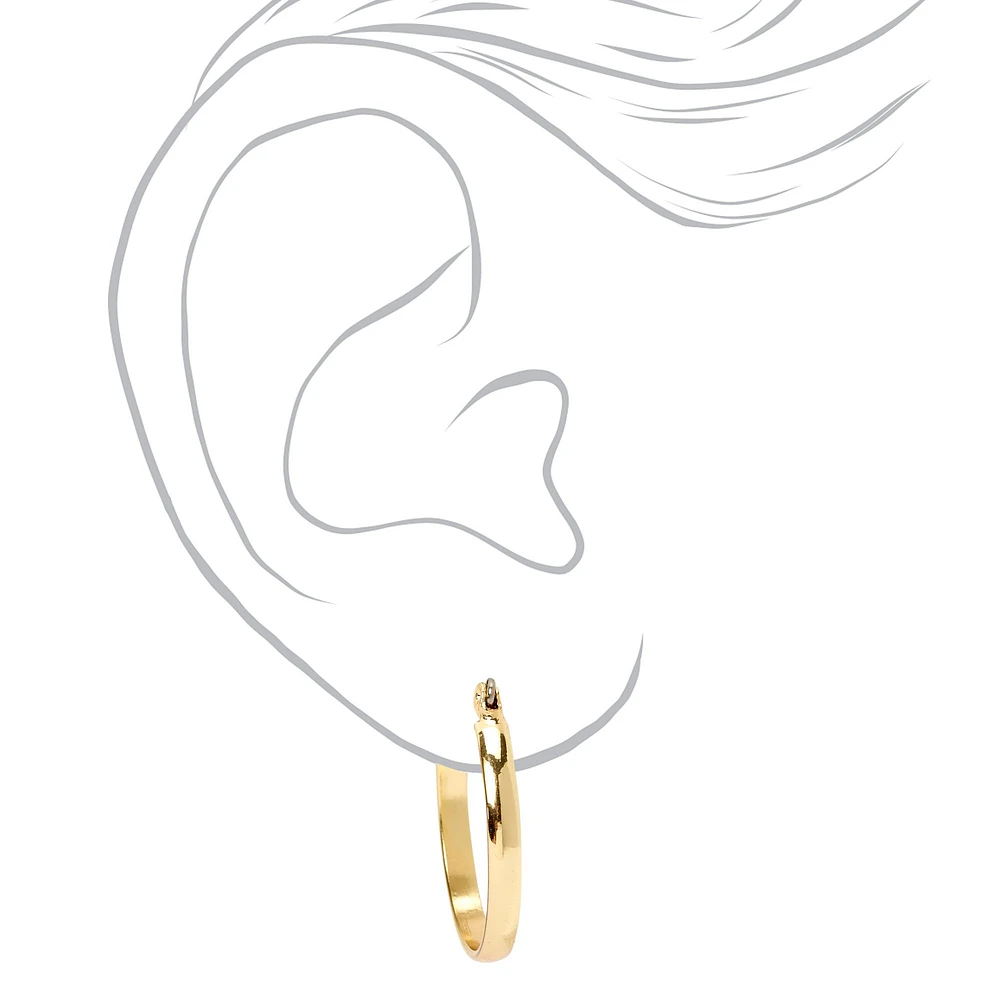 Gold-tone 25MM Thick Hoop Earrings