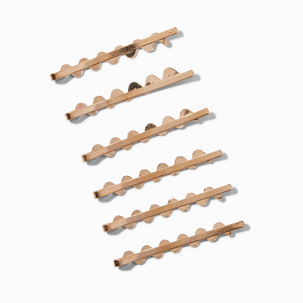Gold-tone Wavy Hair Pins - 6 Pack