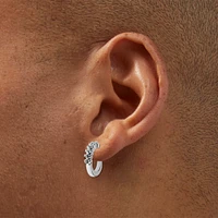 Silver-tone Cubic Zirconia Leaf Earring Stackables - 3 Pack