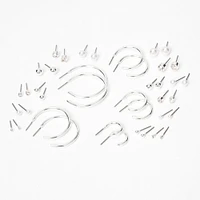 Silver-tone Graduated Mixed Earrings Set - 20 Pack