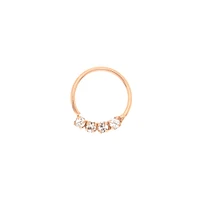 22G Rose Gold-tone Sterling Silver Crystal Nose Ring