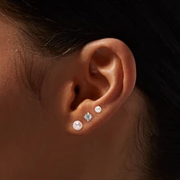 Pink & White Crystal & Pearl Coquette Stud Earrings - 9 Pack