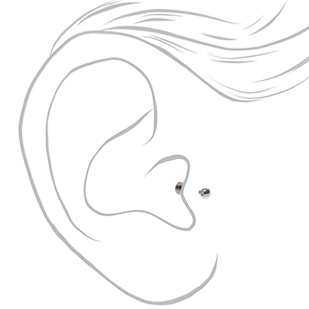 Silver-tone Stainless Steel Multi Cubic Zirconia Changeable Tragus Flat Back Earrings - 5 Pack