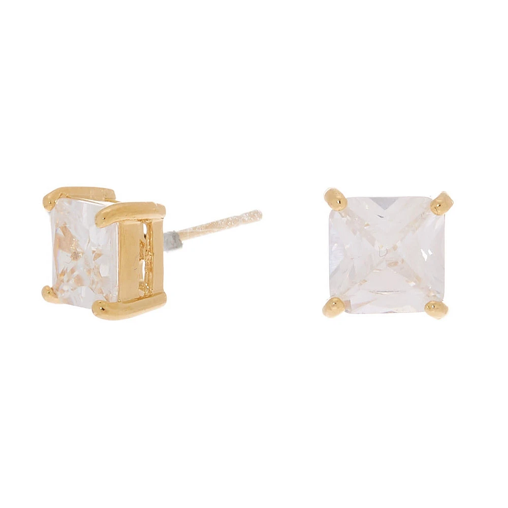 C LUXE by Claire's 18kt Gold Plated Cubic Zirconia 7mm Square Stud Earrings