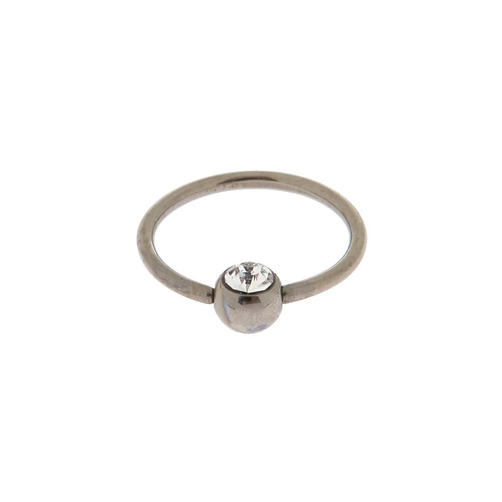 Silver-tone Titanium Cubic Zirconia 20G Cartilage Hoop Earring