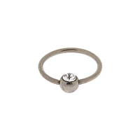 Silver-tone Titanium Cubic Zirconia 20G Cartilage Hoop Earring