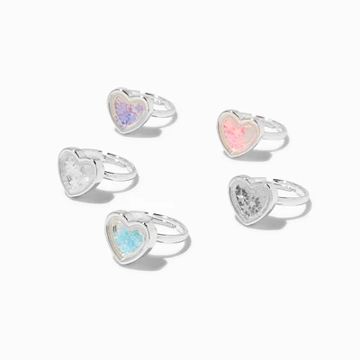 Claire's Club Pastel Shaky Heart Rings - 5 Pack