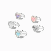 Claire's Club Pastel Shaky Heart Rings - 5 Pack