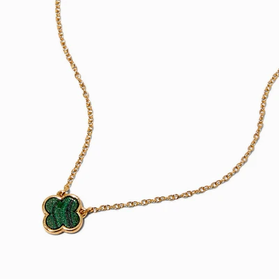 Green Enamel Clover Pendant Necklace