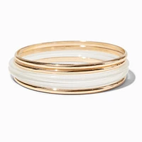 Gold-tone & Clear Resin Bangle Bracelets - 5 Pack