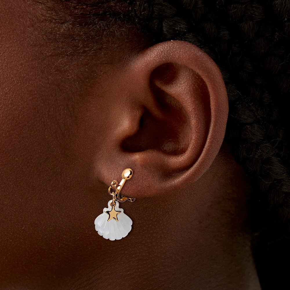 Gold-tone Sea Life Clip-On Stud Earrings - 3 Pack 