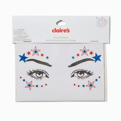 Stars & Stripes Gemstones Face Stickers
