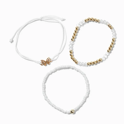 White ''Breathe'' Inspiration Beaded Bracelet Set - 3 Pack