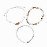 White ''Breathe'' Inspiration Beaded Bracelet Set - 3 Pack
