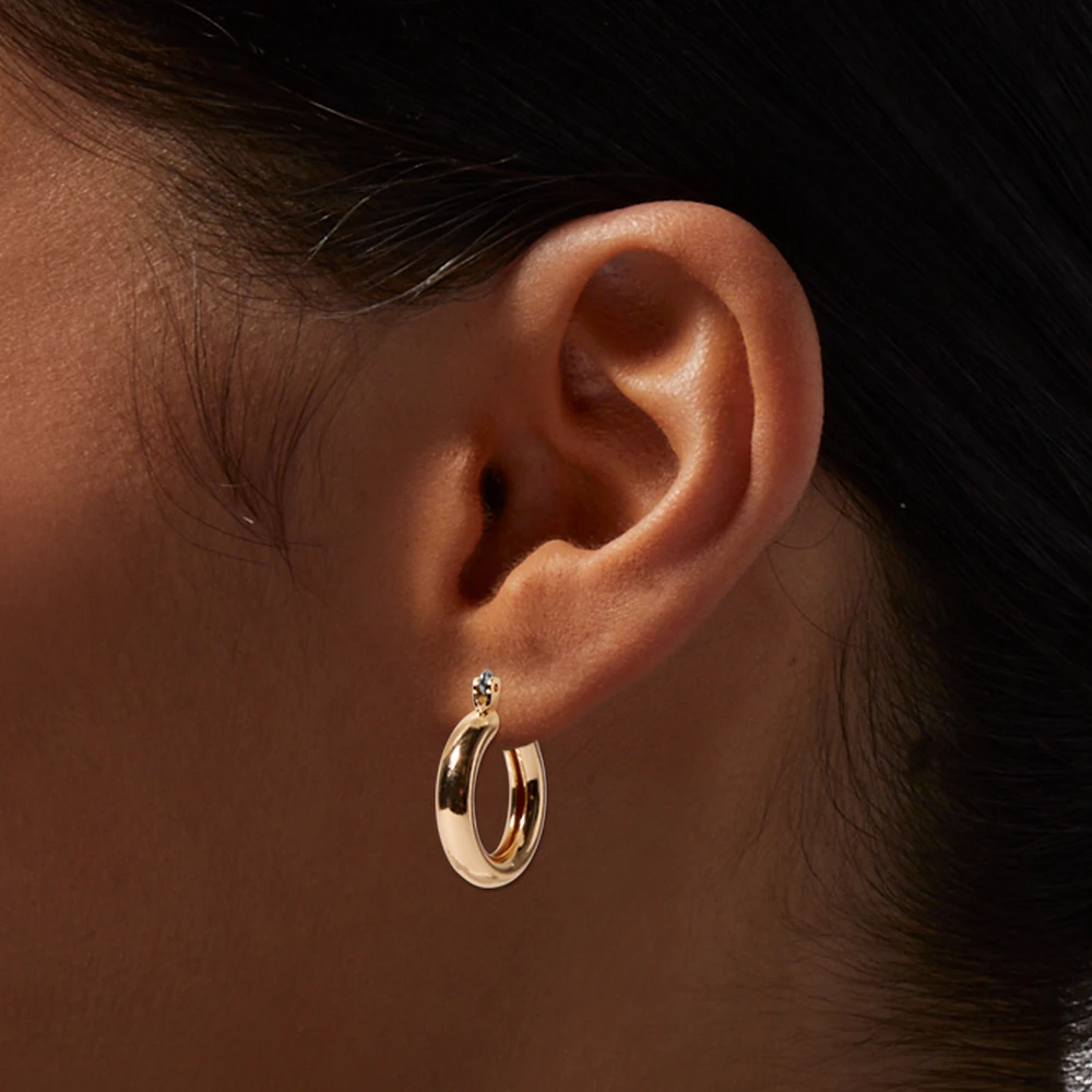 Gold-tone Tube 20mm Hoop Earrings